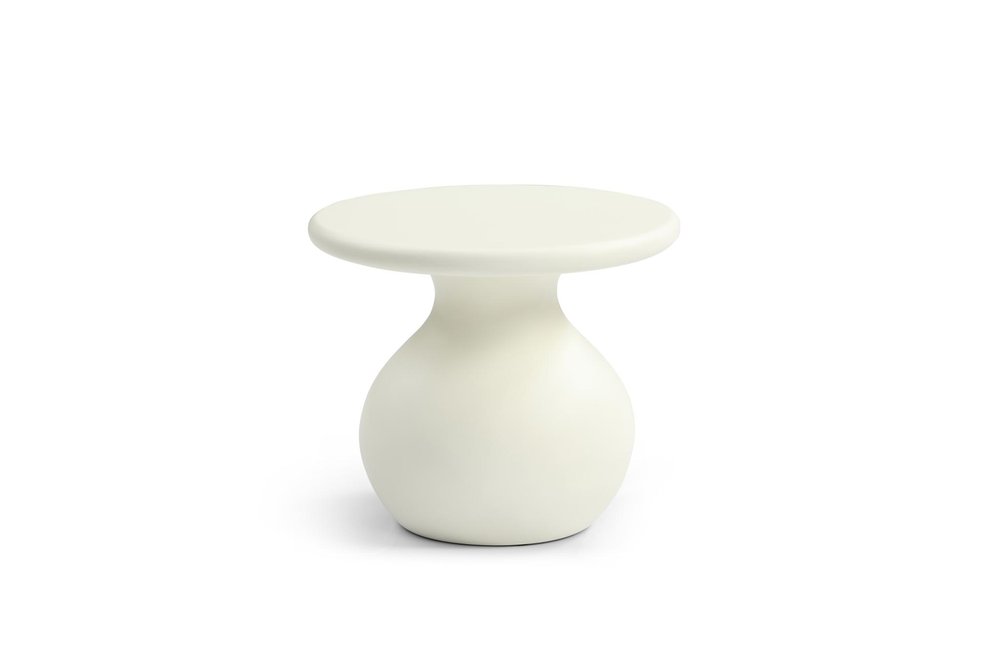 23" Beige Curved Pedestal Modern End Table