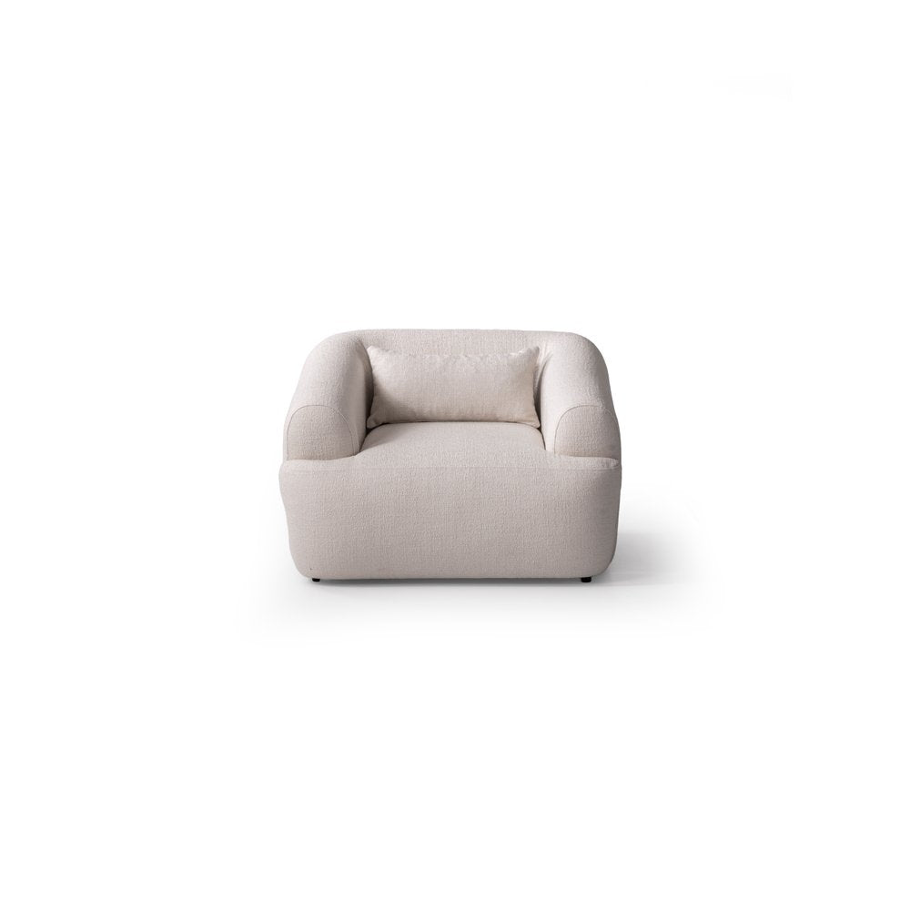 42" White Bouclé Slanted Armchair