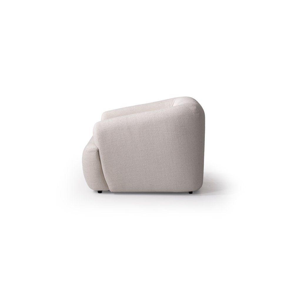 42" White Bouclé Slanted Armchair
