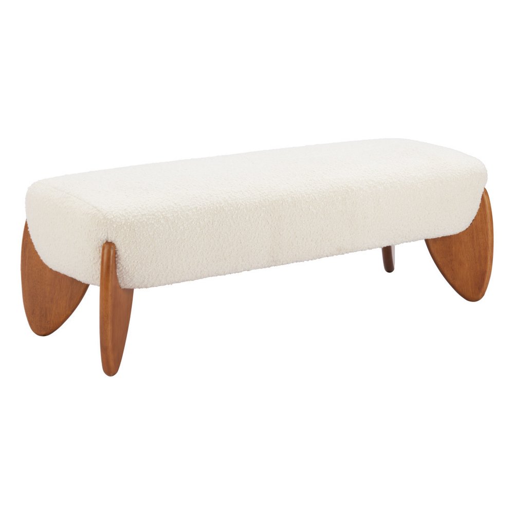 50" Ivory Bouclé Scandi Modern Bench