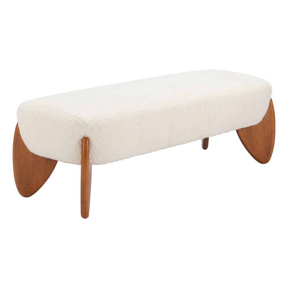 50" Ivory Bouclé Scandi Modern Bench