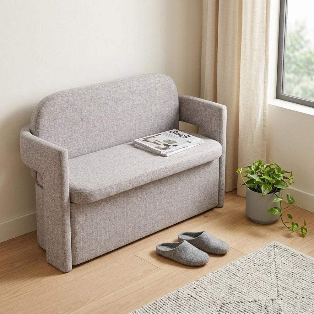 55" Gray Flip Top Storage Bench