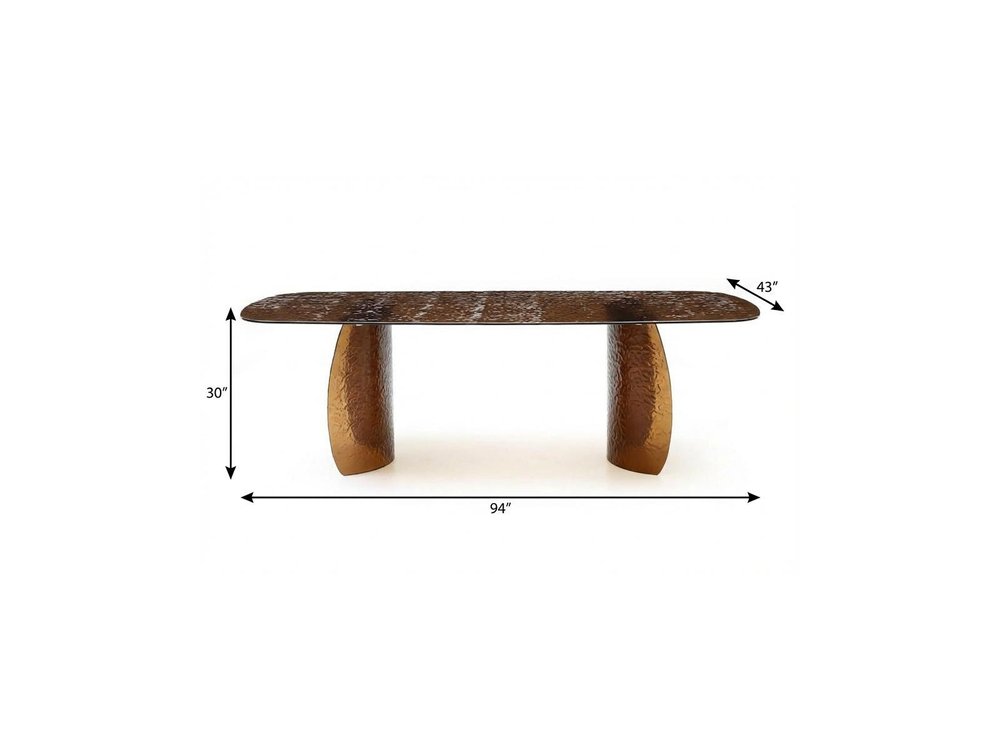 94" Bronze Glass Curved Pedestal Dining Table
