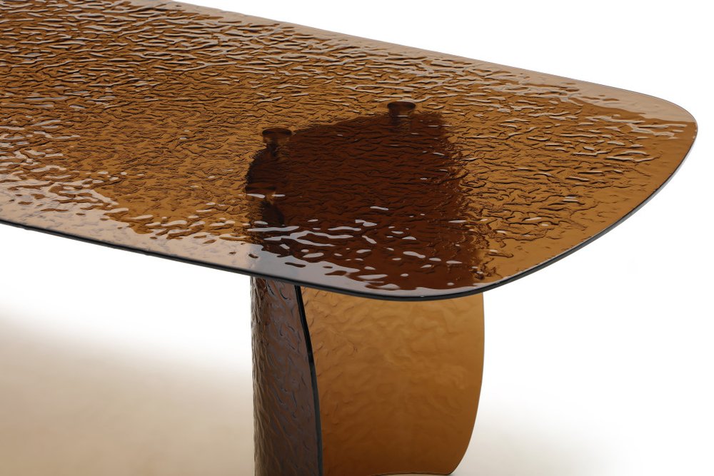 94" Bronze Curved Double Pedestal Dining Table