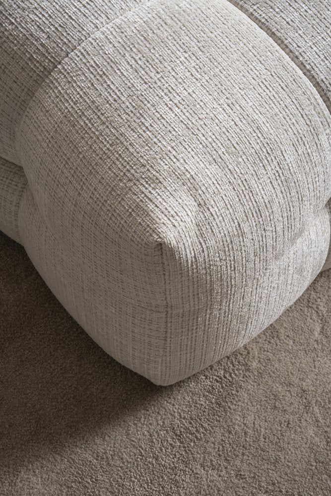 36" Beige Blind Tufted Chenille Ottoman