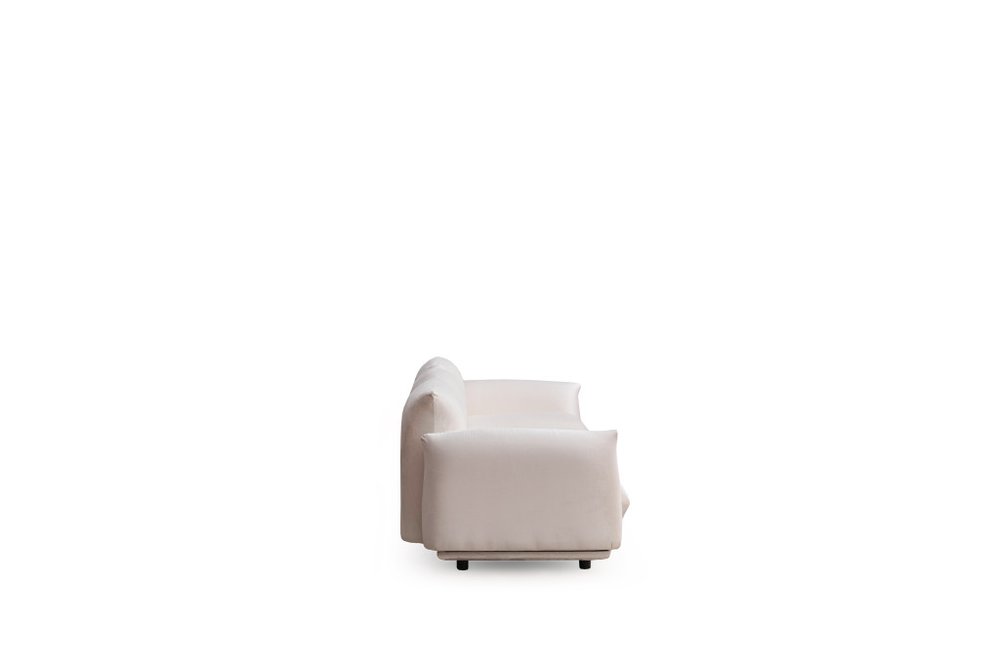 98" White Velvet Pillow Sofa