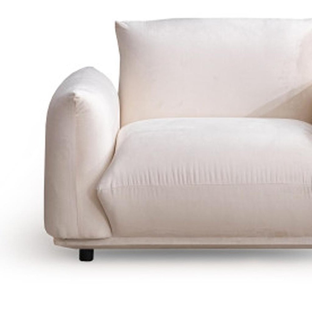 47" White Velvet Pillow Armchair