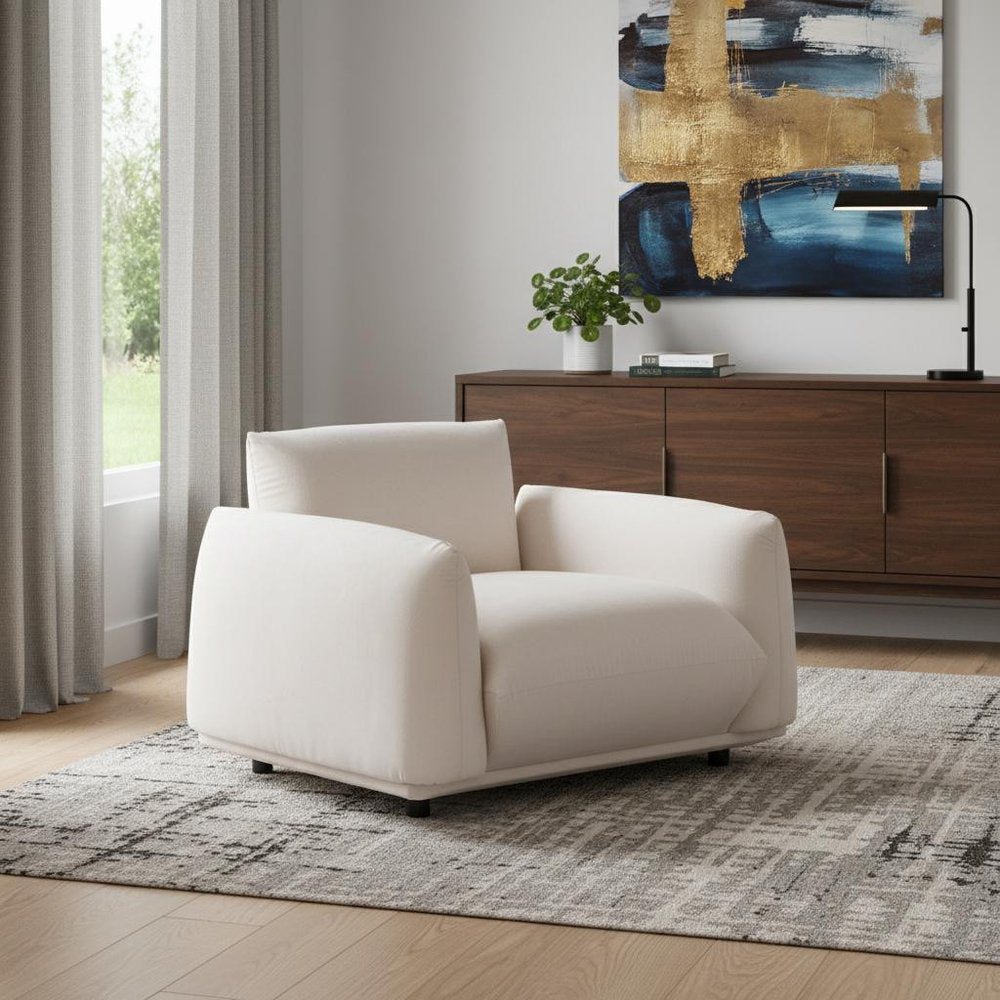 47" White Velvet Pillow Armchair