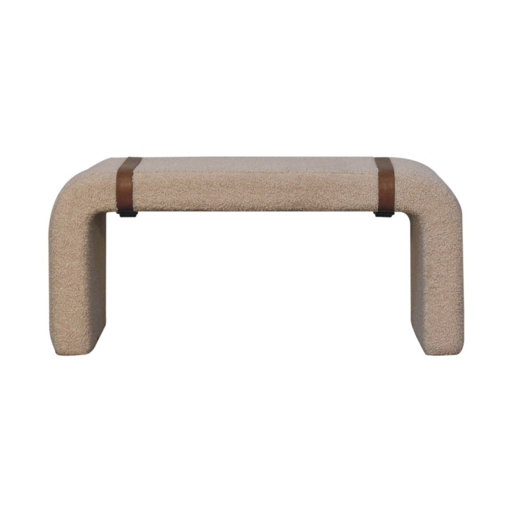 35" Beige Bouclé Arch Bench