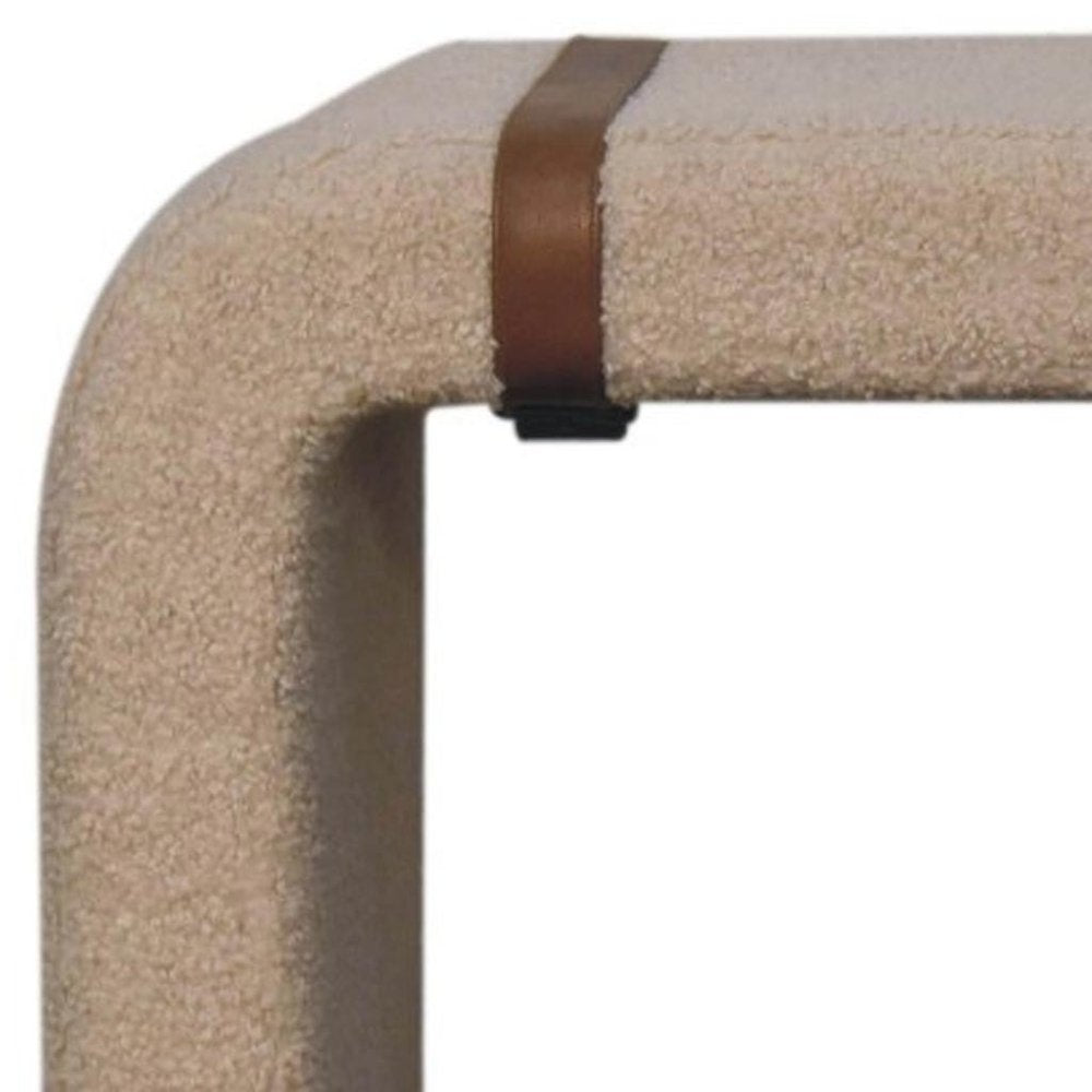 35" Beige Bouclé Arch Bench