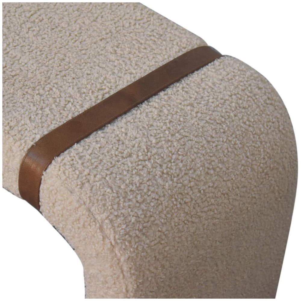 35" Beige Bouclé Arch Bench