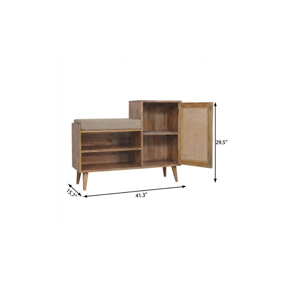 41" Natural Scandinavian Bench with Cabinet
