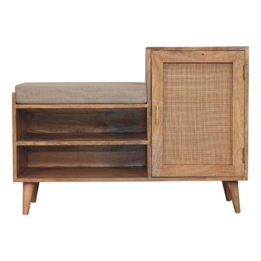 41" Natural Scandinavian Bench with Cabinet