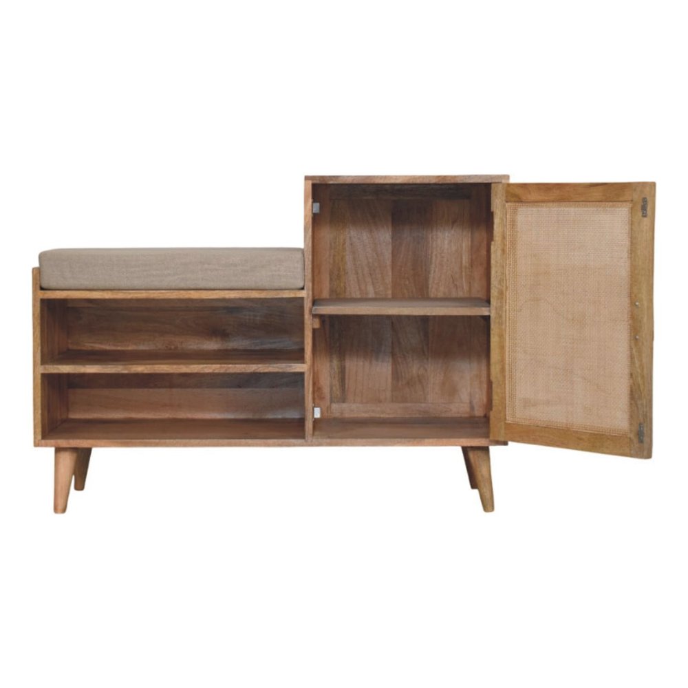 41" Natural Scandinavian Bench with Cabinet