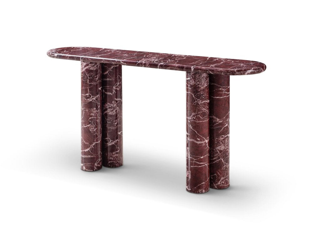60" Marble Cluster Pedestal Console Table