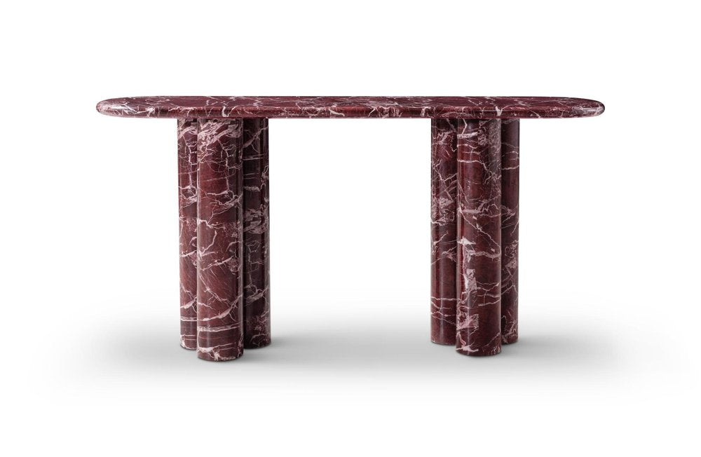 60" Marble Cluster Pedestal Console Table