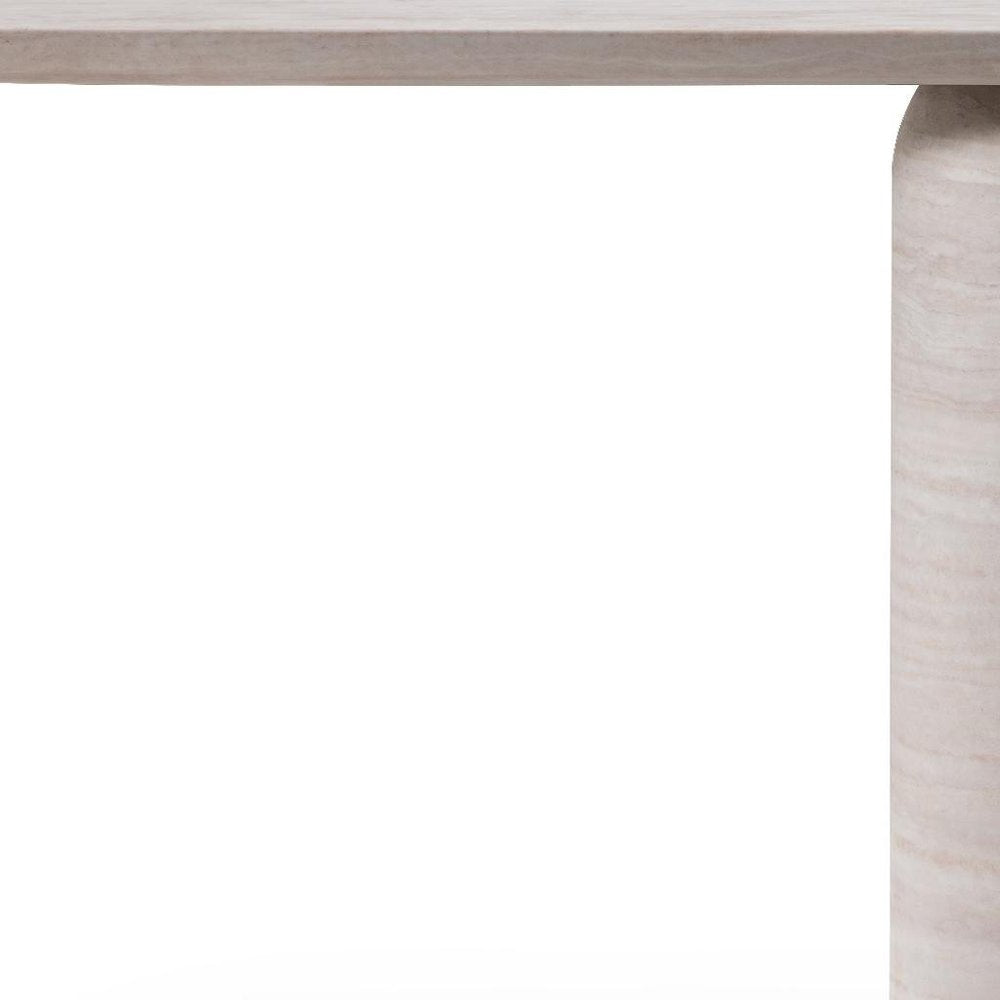 60" Beige Marble Center Pedestals Console Table
