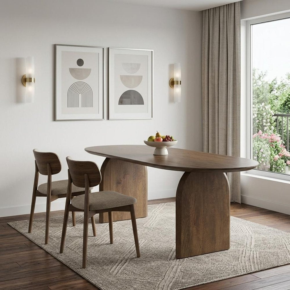 87" Modern Double Pedestal Wood Dining Table