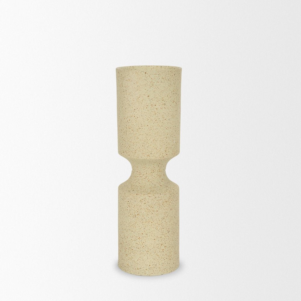 13" Beige Metal Modern Votive Candle Holder