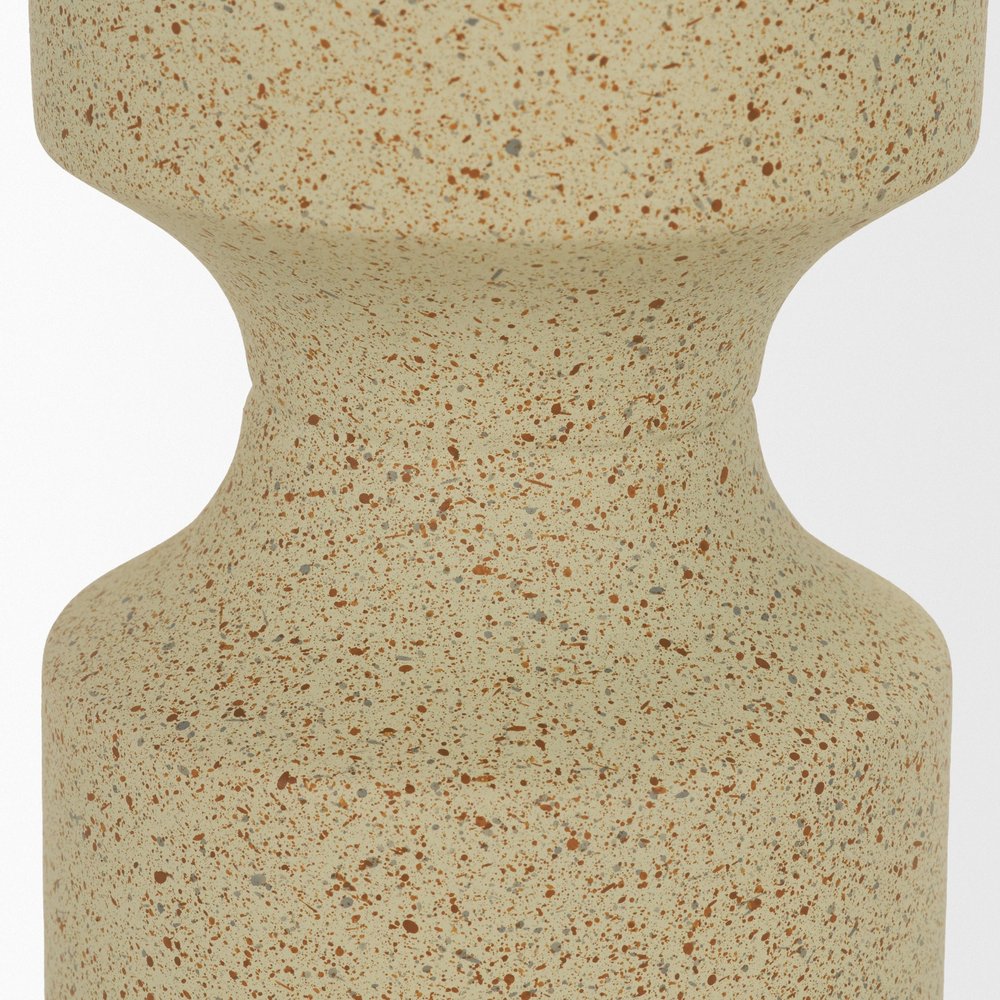 13" Beige Metal Modern Votive Candle Holder