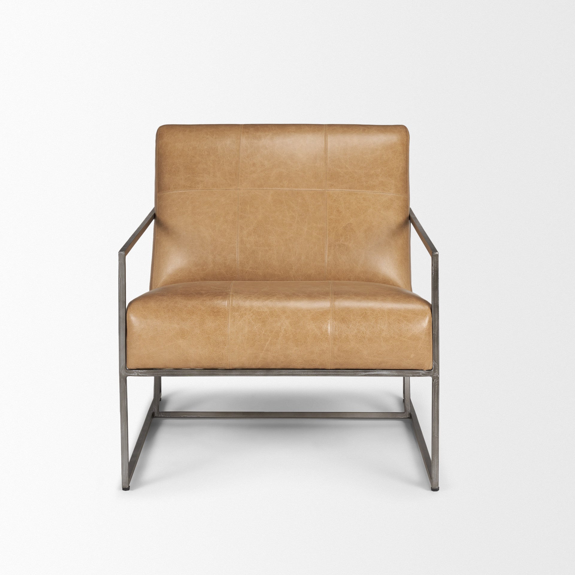 37" Leather Industrial Lounge Chair