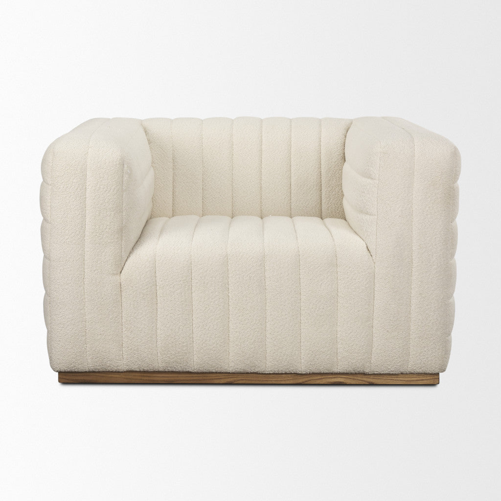 38" Cream Vertical Tufted Scandinavian Tuxedo Chair