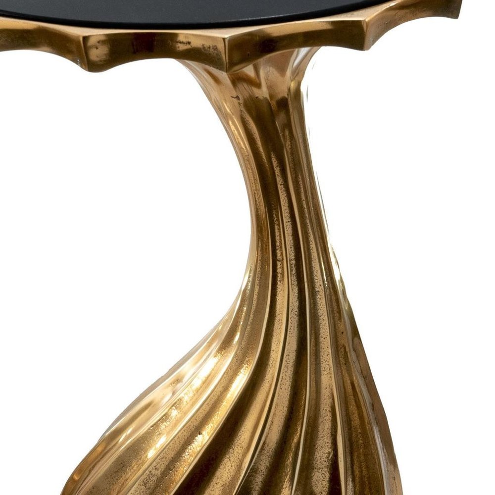 25" Gold and Black Metal and Granite Glam End Table