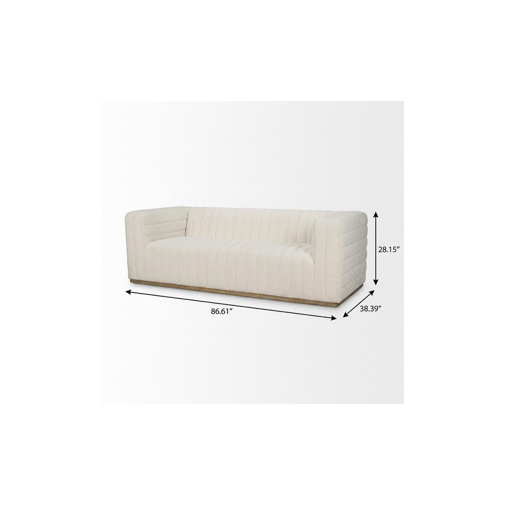 86" Cream Bouclé Tufted Scandinavian Tuxedo Sofa
