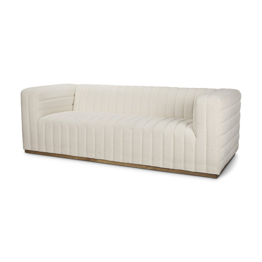 86" Cream Bouclé Tufted Scandinavian Tuxedo Sofa