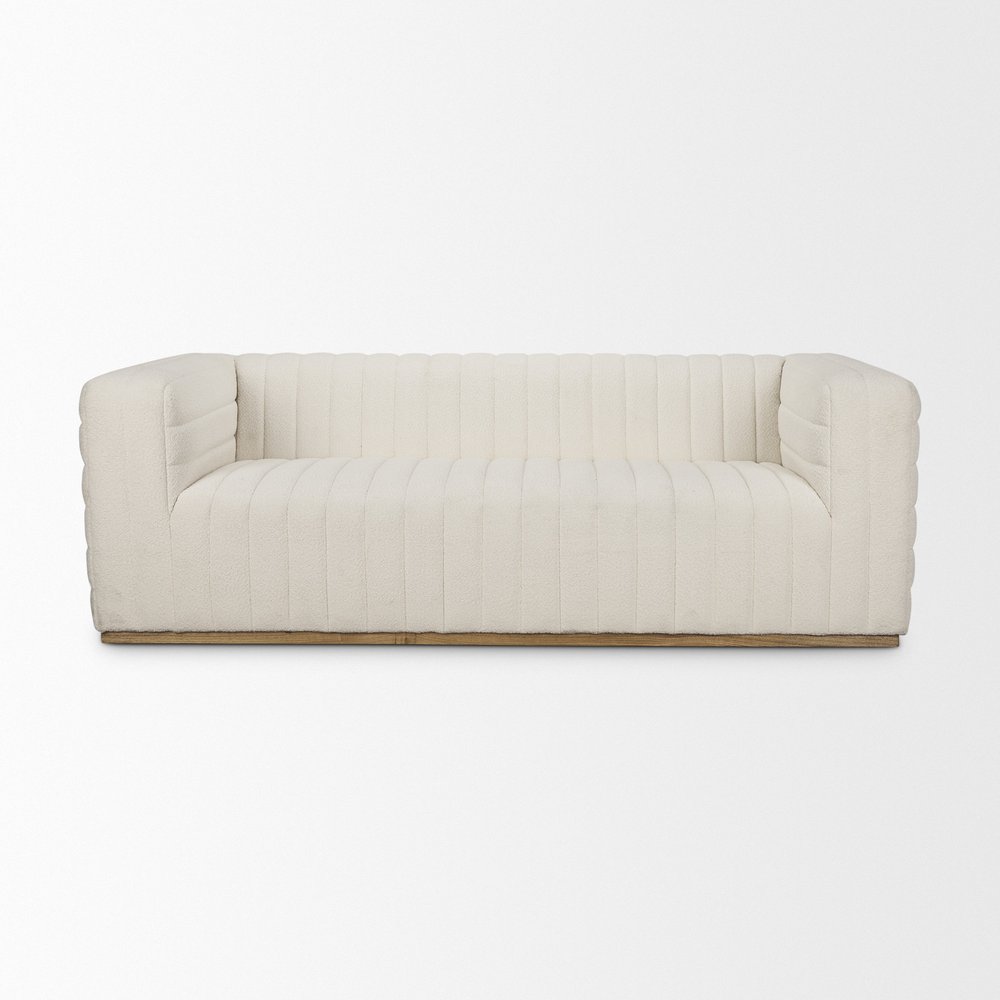 86" Cream Bouclé Tufted Scandinavian Tuxedo Sofa