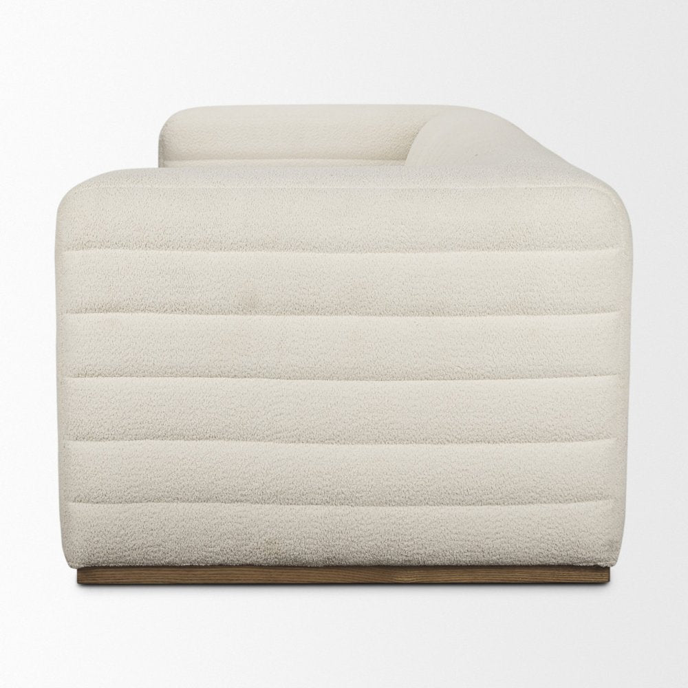 86" Cream Bouclé Tufted Scandinavian Tuxedo Sofa