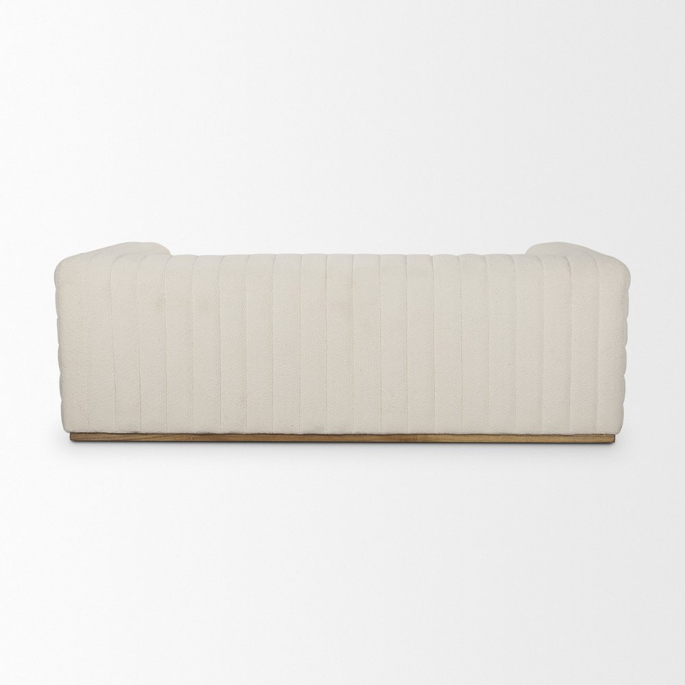 86" Cream Bouclé Tufted Scandinavian Tuxedo Sofa