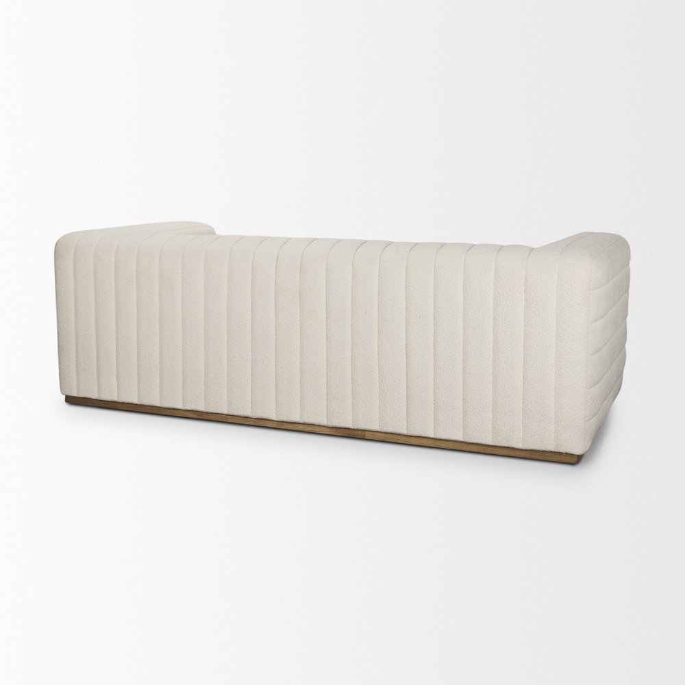 86" Cream Bouclé Tufted Scandinavian Tuxedo Sofa