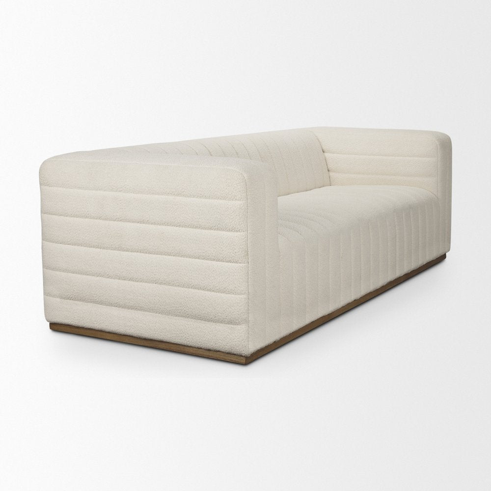 86" Cream Bouclé Tufted Scandinavian Tuxedo Sofa