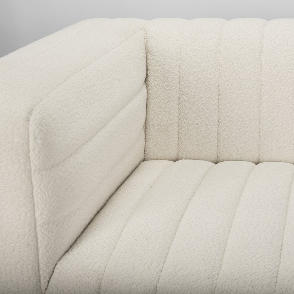 86" Cream Bouclé Tufted Scandinavian Tuxedo Sofa