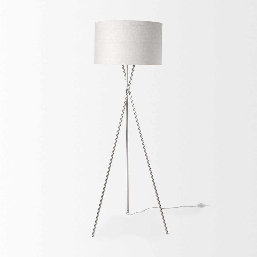 62" Beige Mid-Century Floor Lamp