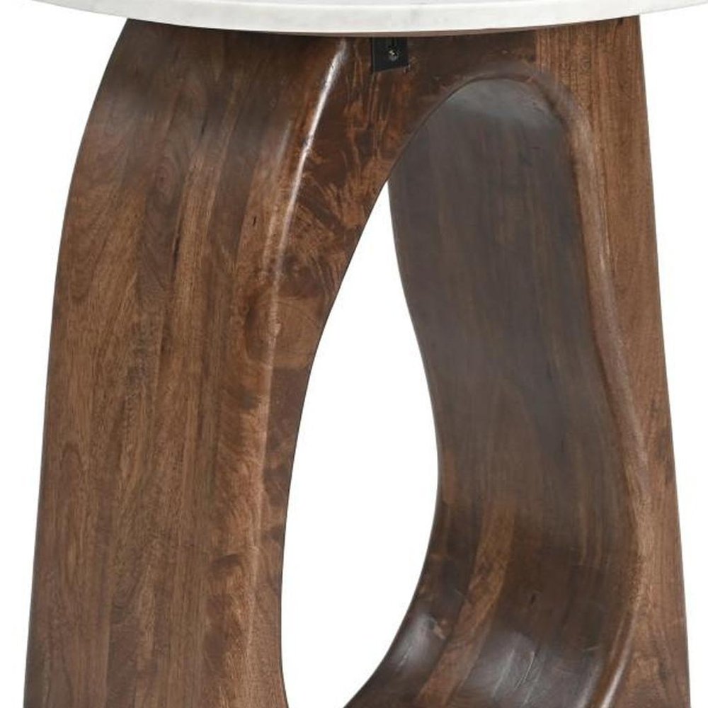 22" Walnut Marble Free Form End Table