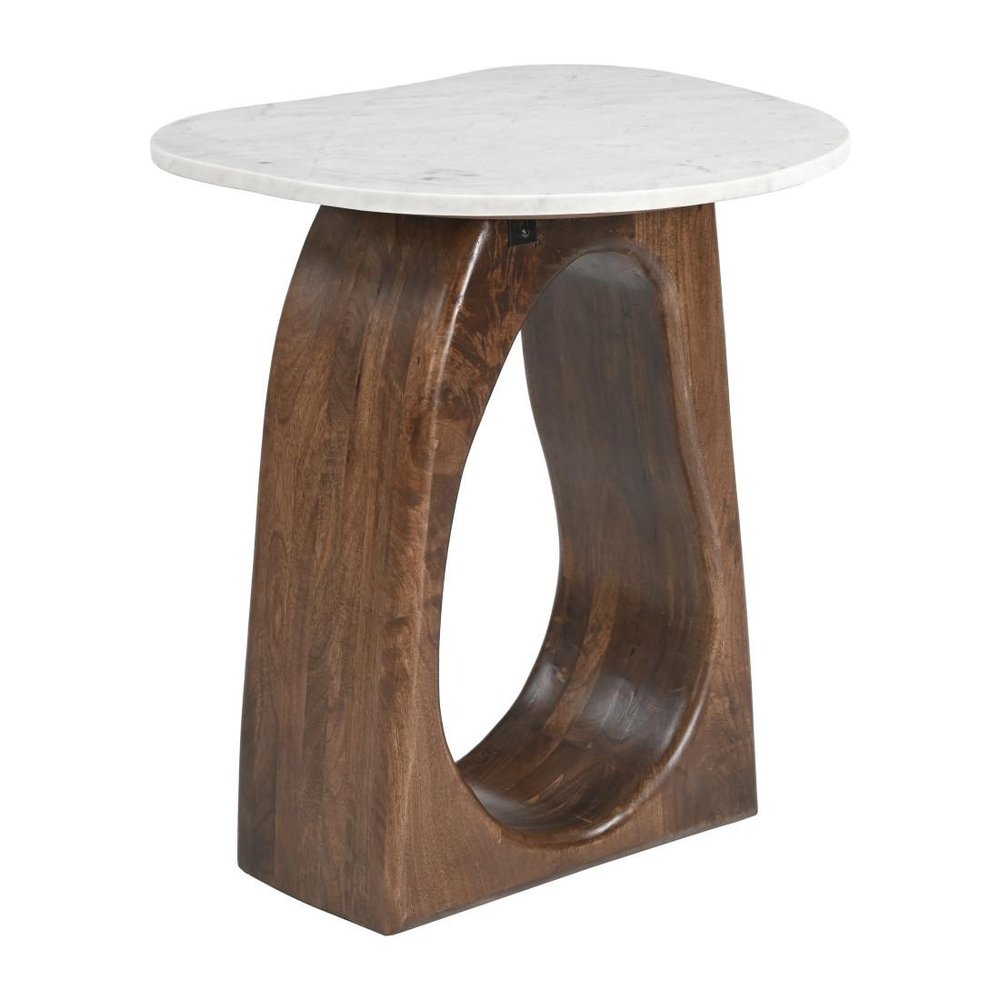 22" Walnut Marble Free Form End Table