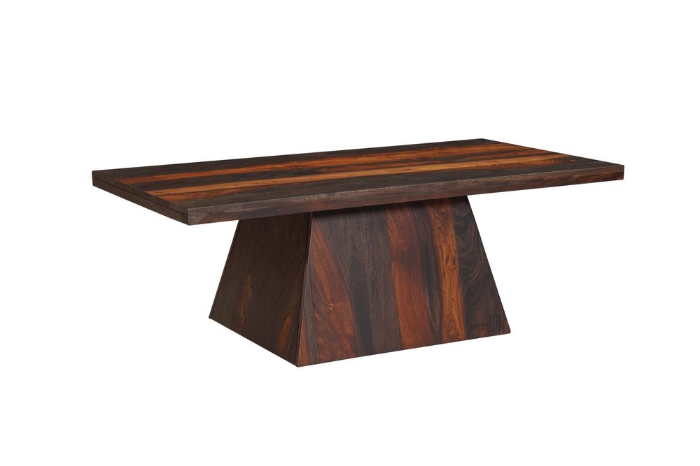 51" Dark Brown Sheesham Pedestal Coffee Table