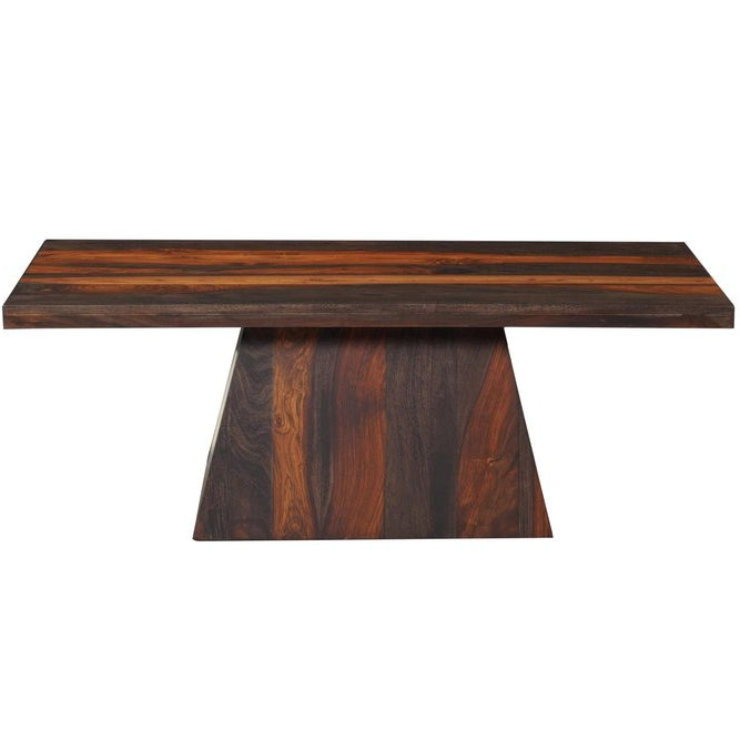 51" Dark Brown Sheesham Pedestal Coffee Table