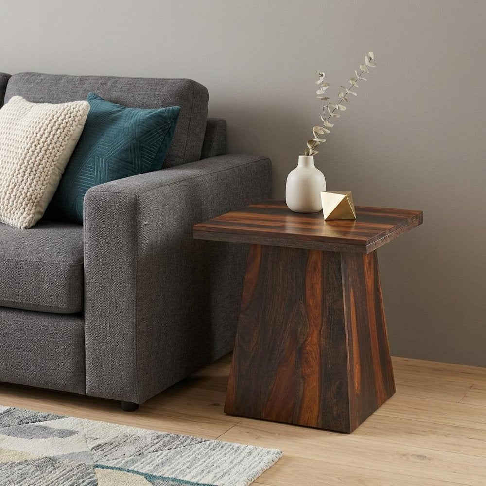 23" Dark Brown Sheesham Pedestal Coffee Table