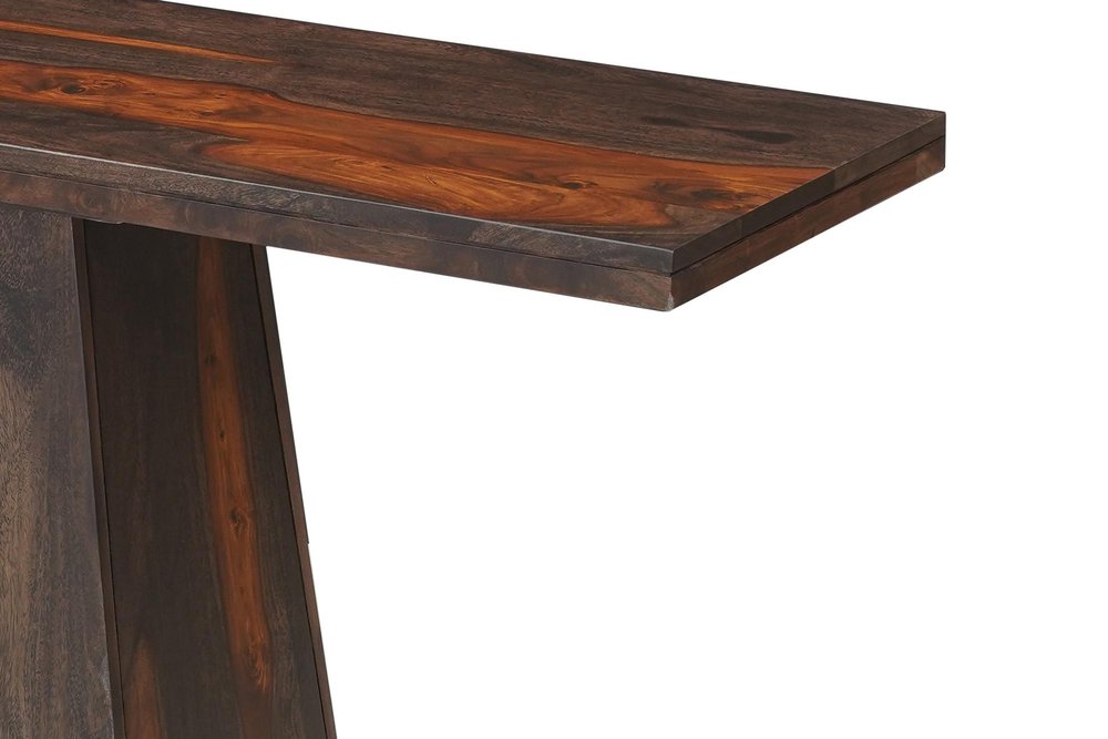 57" Mahogany and Brown Wood Pedestal Console Table