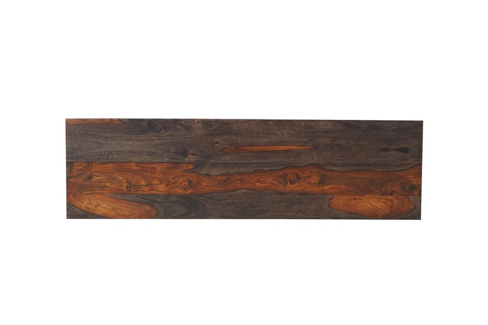 57" Mahogany and Brown Wood Pedestal Console Table