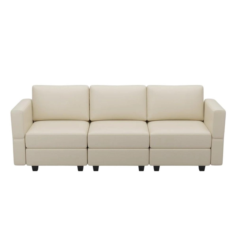 79" Faux Leather Modular Sofa with Storage