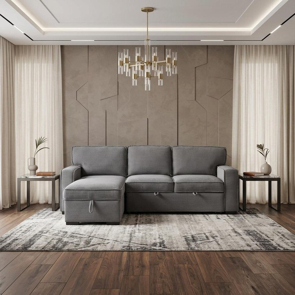 92" Light Gray Modular Sleeper Sofa