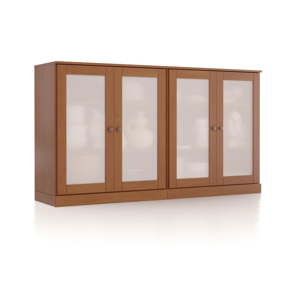 64" Wood Sideboard with Frosted Glass Doors