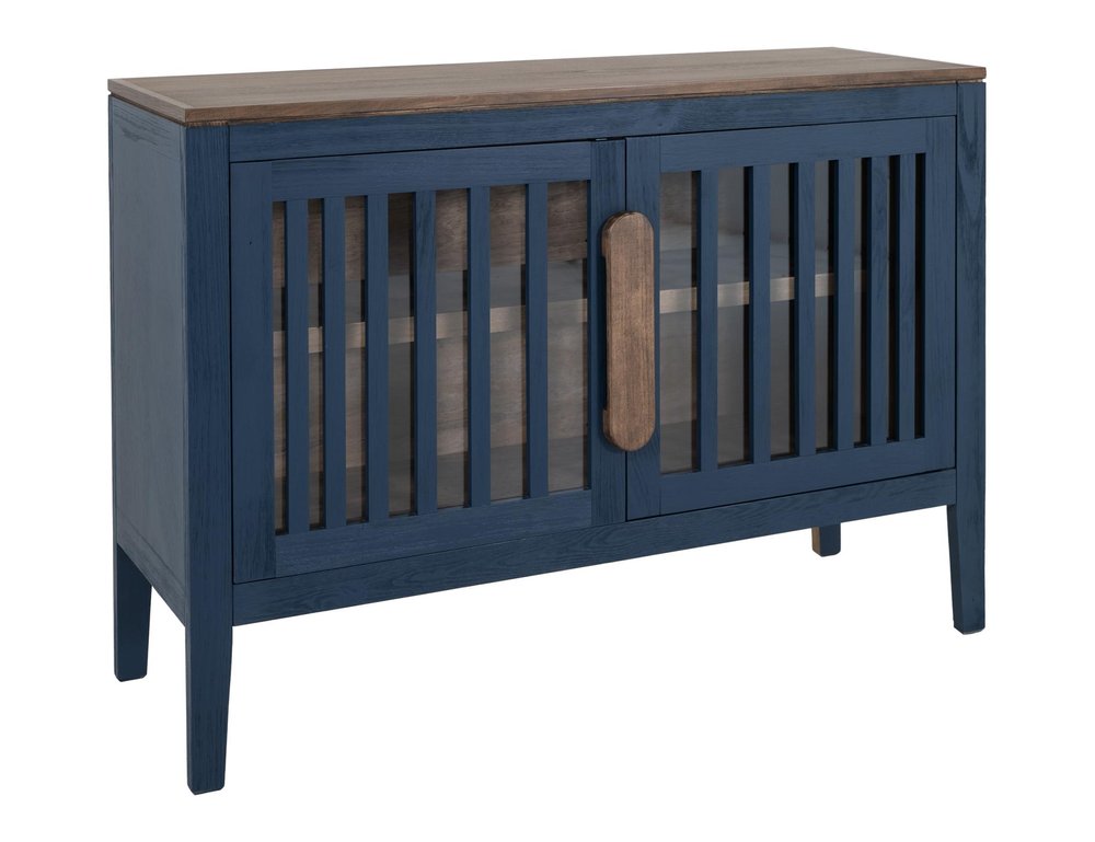 54" Distressed Fluted Wood Coastal Sideboard