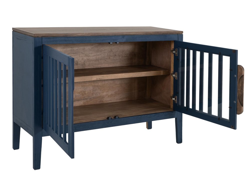 54" Distressed Fluted Wood Coastal Sideboard