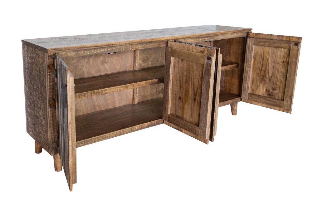 69" Brown and Multi-Blue Coastal Sideboard