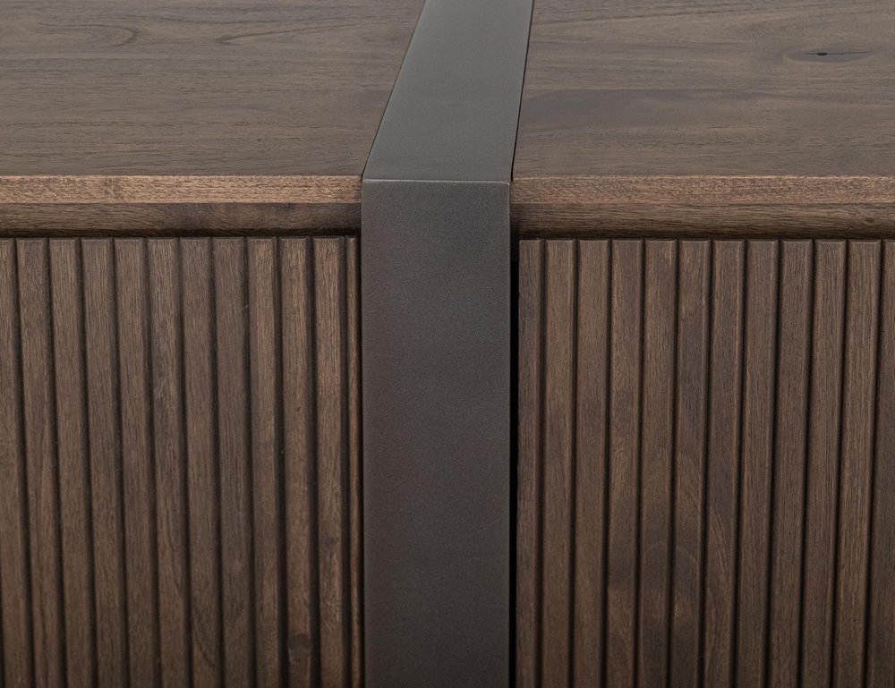 69" Brown Fluted Wood Sideboard
